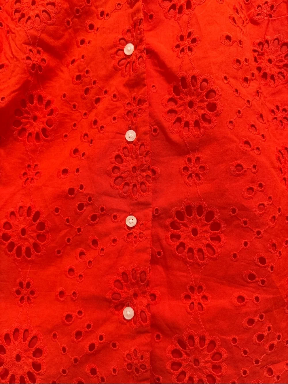 NWT Ann Taylor Red Eyelet Button-Up Blouse Size Small